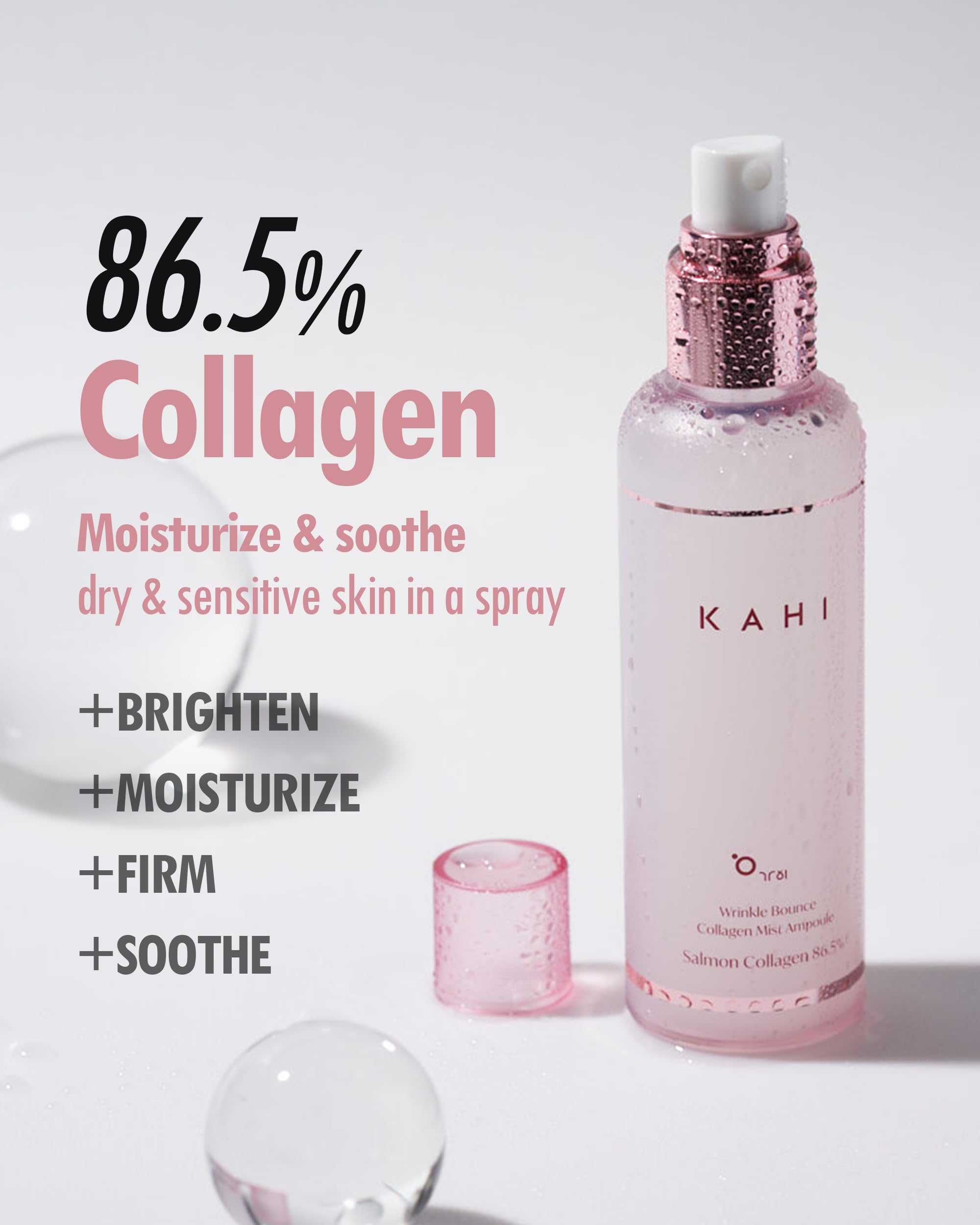KAHI Fine Line Bounce Collagen Serum Facial Mist Ampoule Korean Skin Care | Hydrating Face Mist Daily Face Serum | Facial Mist Spray Hydration Daily Moisturizer for Face 4.06 fl oz